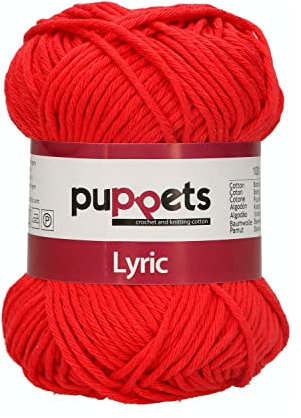 Puppets Lyric Stärke 8 4572008-05008 rot Häkelgarn, 100% Baumwolle