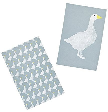 KitchenCraft 'Goose' 1% Cotton Printed Bird Tea Towels, 7 x 47 cm - Grey / White (Set of 2)