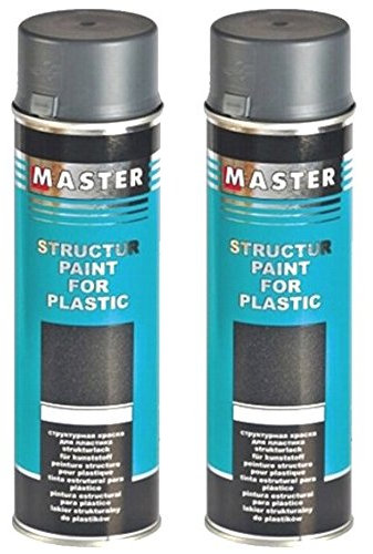 Troton STRUKTURLACK GRAU 2 x 500ml 1K SPRAY KUNSTSTOFF PLASTIK LACK STRUCTURE PLASTIC PAINT