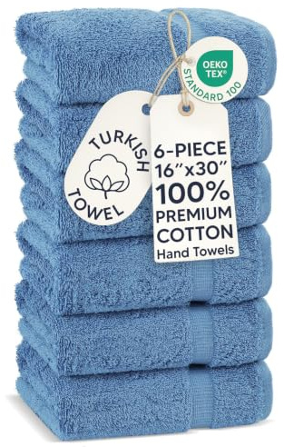 Chakir Turkish Linens | Hotel & Spa Qualität 100% Baumwolle Premium türkische Handtücher | weich und saugfähig (6-teilige Handtücher, Wedgewood)