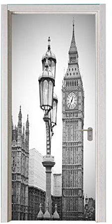 izielad Big Ben Peel and Stick abnehmbare Vinyl Tür Aufkleber für Wohnkultur 15x78.7 Inch x2Pcs 38.5x200cmx2Pcs
