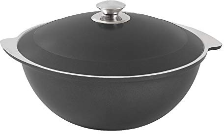 rukauf Kazan Kasan Cocotte en fonte d'aluminium 9 l Revêtement extérieur décoratif Noir