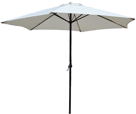 Garden Mile 2.7m Black Wind Up Garden Parasol Umbrella with Steel Shaft and Crank Handle, Sunshade Protective Garden Furniture Parasol Outdoor Garden Sun Protection (Cream)