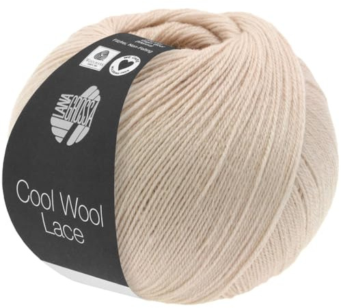LANA GROSSA Cool Wool Lace | Extrafeine Merinowolle waschmaschinenfest und filzfrei | Handstrickgarn aus 100% Schurwolle (Merino) | 50g Wolle zum Stricken & Häkeln | 400m Garn FB 13