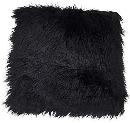 PKline Laila Kissen Lammfell Imitat 40x40 Kunstfell Teppich schwarz Fell Flokati