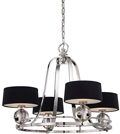 Design Kronleuchter Esstisch höhenverstellbar rund Ø77,5cm mit Schirm 4x G9 KRISRO Pendelleuchte Esszimmer