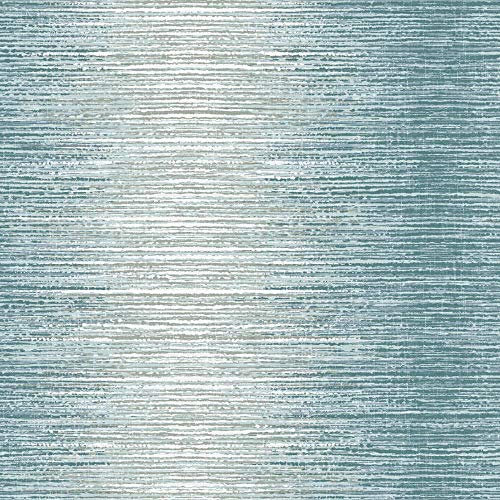Teal Ombre Stripe Wallpaper Lines White Silver Metallic Shimmer