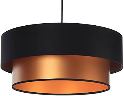 BPS Koncept Duo Ellegant E27 Nemesis Pendelleuchte, 50 cm Durchmesser, Schwarz/Kupfer
