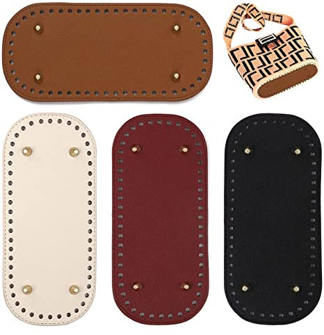 Diealles Shine Taschenboden, 4 Stück Taschenboden zum Häkeln, Kunstleder Boden Tasche Häkeln für Taschenherstellung, 22×10CM