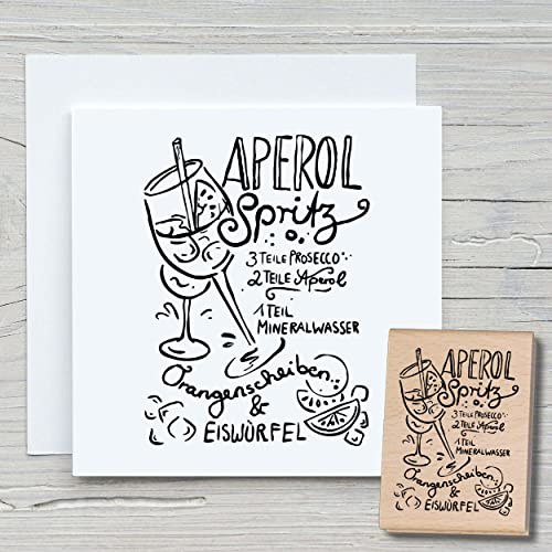 NEWSTAMPS Stempel Aperol Spritz Motivstempel groß aus Holz & Gummi zum Karten basteln, Holzstempel, Sprüche, Spruchstempel, Textstempel, Schrift, Scrapbook, Textilstempel, Deko