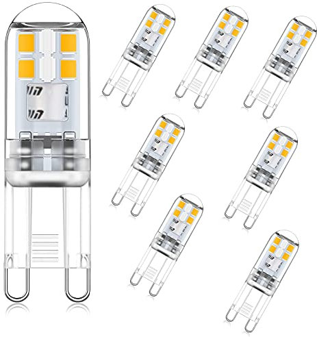 DAIHHZA G9 LED Bulbs 2W Warm White 2700K, Equivalent to 10W/20W Halogen, 360° Beam Angle, Non-Dimmable, Non-Flicker, Bi-pin G9 Socket, 220-240V AC, Pack of 8