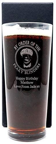 Regalo Personalised Engraved Pint Glass - Peaky Blinders Design (Cardboard Gift Box)