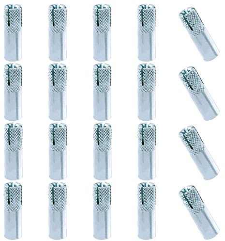 Swpeet 20Pcs 5/16 Inch Premium Zinc Plated Carbon Steel Concrete Knurled Drop in Anchors Assortment Kit, Expansion Screws Internal Forced Expansion Bolts for Solid Concrete