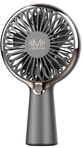 HOAIYO Mini-Handventilator, tragbarer persönlicher Taschenventilator, 3 Geschwindigkeiten, kühlender Schreibtischventilator für Kinder, ältere Frauen, für Reisen und Zuhause (Grey)