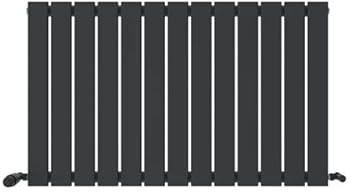 VeeBath Belgravia Radiator, Horizontal Single Flat Panel, Central Heating Wall Mounted/Upstanding Column Designer Radiators for Bathroom/Kitchen/Living Room with Angled Valve- 600x988mm,Anthracite