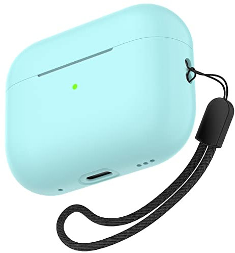 Funda para AirPods Pro 2, Nemteur Apple Pro 2nd Generation Slim Silicone Case Cover, Front LED sichtbar, Skin Full Funda Protectora con AirPods Pro 2 2022 Estuche de Carga con cordón - Verde