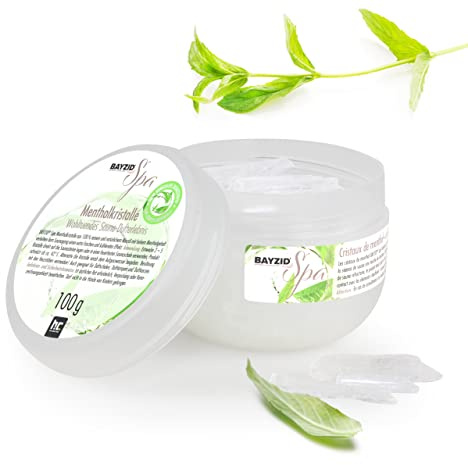 100 g BAYZID® SPA Mentholkristalle aus 100% reiner natürlicher Minze für Sauna Aufguss mit Dosierlöffel