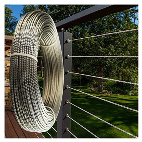 WAHHWF Cavo Acciaio Corda di Cavo per ringhiera Fai da Te, per impieghi gravosi in Acciaio Inox Corda Metallica Cavo per ringhiera, Diametro 3 mm (Size : 30M/98.4ft)