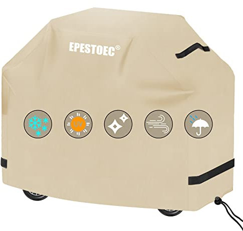 Grillabdeckung, Grillabdeckung für Outdoor-Grill, BBQ-Abdeckung, wasserdicht & UV-beständig, Gasgrill-Abdeckung, praktisch, langlebig, Ripstop, mit verstellbarem Klettverschluss-Saumkordel, für Weber,