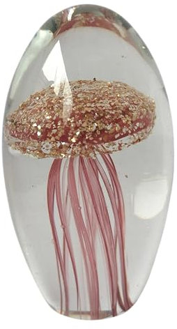 Generisch Deko Figur Glas Qualle Briefbeschwerer Traum Handarbeit Glaskugel 12 rot Gold