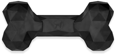 Kauspielzeug für Hunde Kauknochen robust & langlebig: Hundespielzeug gegen Langeweile aus Naturkautschuk für aggressives kauen - befüllbar, robust & gut für die Zahnpflege | Farbe: Schwarz, Größe: L