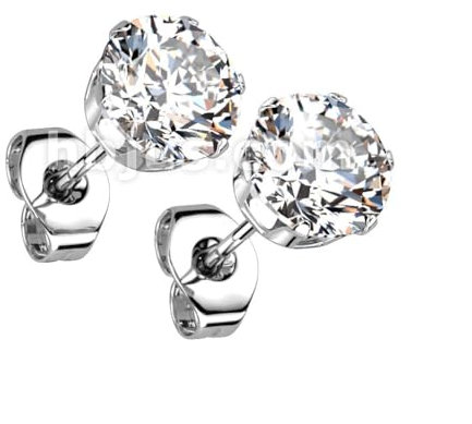 Bungsa Kristall Ohrstecker 7mm Damen Zirkonia klar Edelstahl 1 Paar