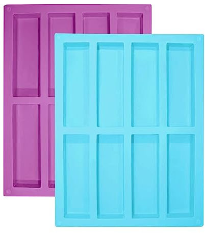 2pcs silicone brownie Bar moule, 8 cavités beurre moule, bricolage rectangulaire cuisson silicone bonbons moule, chocolat barre moule, Cheesecake, pain de maïs, pudding(size:2pcs)