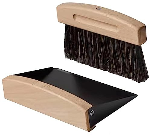 Tischbesen Besen und Kehrschaufel Set, 2 Stücke Mini Besen Tischfeger, Tischbesen und Schaufel Tischbürste Krümelbürste Kehrbesen Mehlbesen Tischkehrer für Küche Wohnzimmer Schwarz
