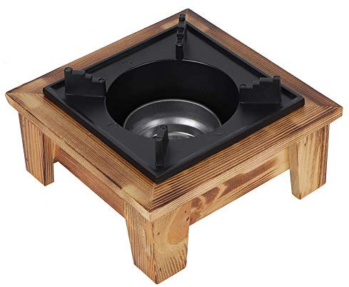 Fornello ad Alcool Campeggio, Stufa Portatile a Alcool per Barbecue 18.5 x 18.5 x 8cm, ferro, legno, Fornello da Campeggio da Cucina, Bruciatore ad Alcool, per Picnic Escursionismo in Campeggio