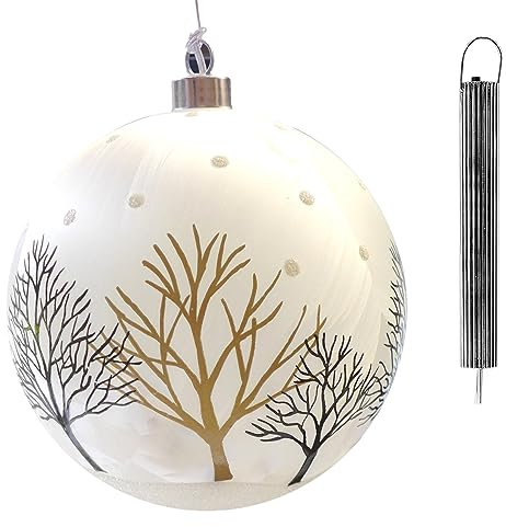 Hänger Kugel LED Licht Frost Wald | Weihnachtskugel Fensterhänger | 15 cm | Batterie Timer