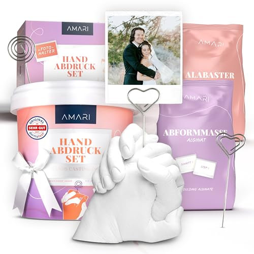 AMARI® 3D Molde Manos Escayola – yeso para moldes manos para parejas y familias – yeso moldes escultura manos moldes de escayola alginato escayola molde de manos