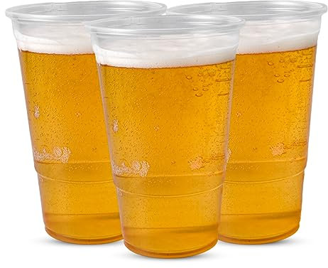 CHEF ROYALE 1000 vasos desechables de media pinta – 330 ml de pinta a ala – reciclables – Marcado CE – Vasos de plástico transparente de polipropileno reutilizables para grandes eventos y fiestas