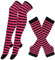 Gestreifte Kniestrümpfe Overknee Strümpfe mit Armstulpen Damen Lange Streifen Arm Wärmer Bein Strumpf Hohe Socken Fingerlose Handschuhe Hülsen-Set High knee Socks für Frauen Mädchen Party Kostüm