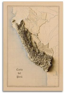 koanga Peru Karte Vintage Relief Karte Poster Dekorative Malerei Leinwand Wandposter und Kunstdruck Modern Familie Schlafzimmer Dekor Poster 40 x 60 cm