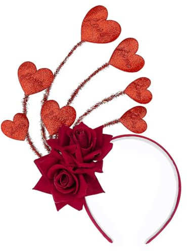 vakkery LED Herz Haarreifen Leuchtender Blume Stirnband Blinkende Herzen Festival Kopfschmuck Halloween Karneval Kostüm Haarschmuck für Damen
