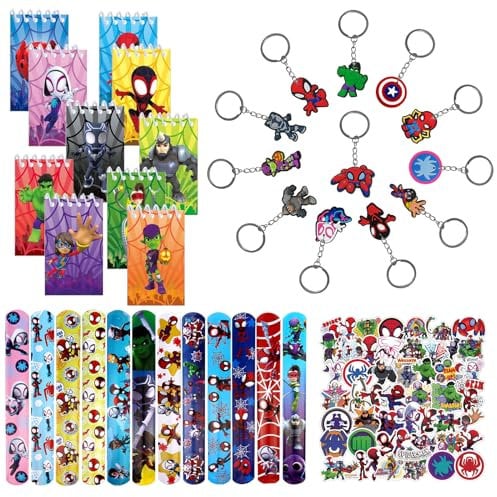 Gxhong 84Pcs Regalo di Compleanno per Bambini, Set regalo Sp e i suoi Amici con Quaderni, Braccialetti Slap , Portachiavi, Adesivi , per Bambini Ragazzi Ragazze