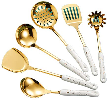 HUANIZI Utensili da cucina Set di utensili da cucina con manico in ceramica a blocco termico Accessori da cucina per uso domestico per casalinghe di famiglia, bianco