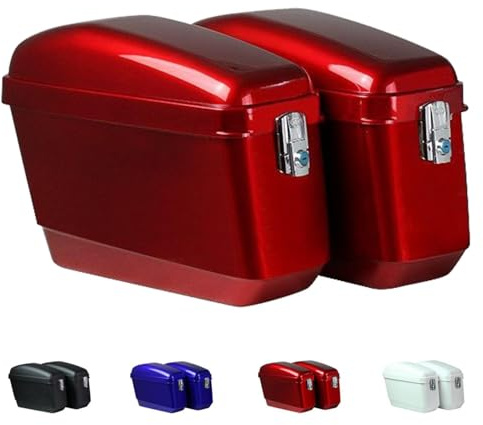HRDMPFT Motorrad-Seitenkoffer Wasserdicht Seitentasche, Kofferraum Roller Für TourenmotorräderUniversal-Kofferraum/Schwarz, Blau, Rot, Weiß(Red)