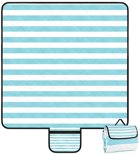 Picknickdecke Wasserdicht, 200x200 cm Waschbar Stranddecke Sandfrei Wasserdicht für 4-6 Personeni mit Tragegriff, Leicht und Tragbar Strandmatte, Picknick Decke für Strand, Camping, Garten, Reisen