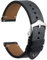 WOCCI 20mm Leder Uhrenarmband, Vollnarbiges Kalbsleder (Dunkelgrau)