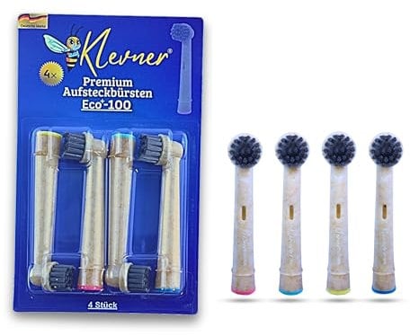 Klevner Eco+100 Unikate Premium Aufsteckbürsten Für Elektrische Zahnbürste - Oral B Aufsteckbürsten - electric toothbrush - Zähne aufhellen - 4er Set Für Oral B Zahnbürste Elektrische - Familienset
