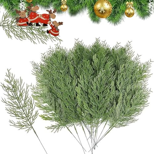 RXKFIGX 50 Pcs Ramas de Pino Artificiales Navidad Hojas de Pino Artificiales Ramas de Pino Sintético Plantas Artificiales de Navidad para árbol de Navidad, Guirnalda de Bricolaje