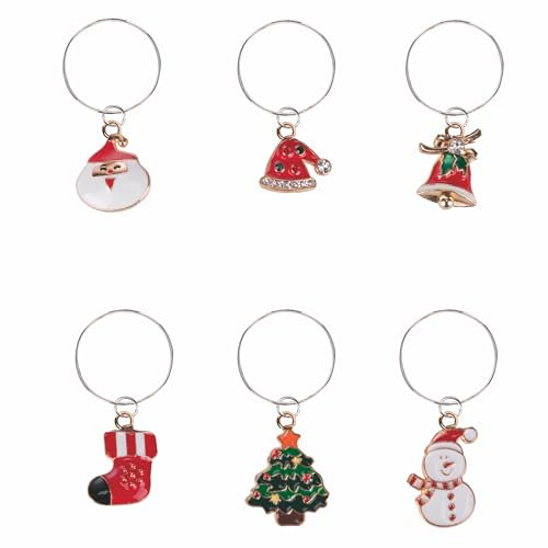 Villa d'Este Home Tivoli Set 6 segna bicchieri per calici e flûte, Xmas Charms