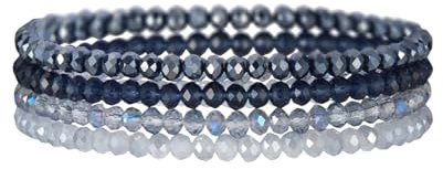 4 Stück Kristall Perlen Armband,Damen Armband Blau,Perlenarmbänder Damen Bunt,mit Bracelets Mehrschichtiges Steine,Women Glitzer Armband,Modeschmuck Beste Glasperlen Armkettchen Geschenke für Frauen