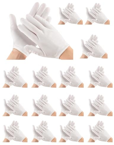 16 Paar Handschuhe Reine Baumwolle, Sichere Arbeitshandschuhe, Care Baumwollhandschuhe, Bequem Und Atmungsaktiv, Zur Dehnen Des Innenhands, Zur Untersuchung Und Behandlung Von Handschuhen (Weiß)