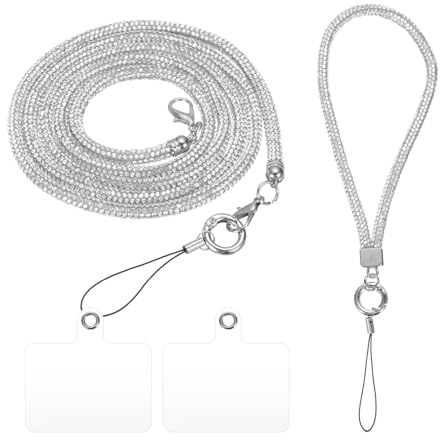 QUARKZMAN Handykette Glitzer， cm Schlüsselband Glitzer Handyband Schlüsselbänder Universal Handy Kette zum Umhängen Lang für Handy Handtasche Geldbörse