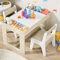 Kindertisch mit 2 Stühlen, Kindersitzgruppe mit Stauraum, Kinder Tisch Stuhl Set mit wendbarer Tischplatte, Kinderschreibtisch für Kindertagesstätte Kinderzimmer möbel, für Kinder ab 3 Jahren, Weiß