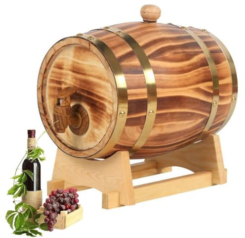 THEGA Weinfass Eiche Fass, Holzfass Bier Fass Weinfass Mit Wasserhahn, Dekorative Weinfässer Für Den Haushalt, Für Weinherstellung Oder Lagerwhisky Rum(5L)