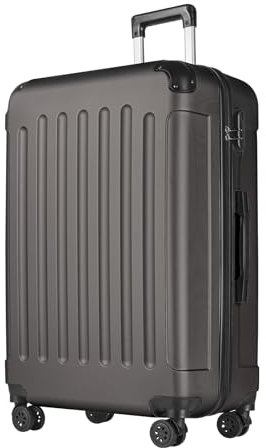 yonsly® Koffer Suitcase XL Grau, Trolley Reisekoffer, Rollkoffer Handgepäck mit 4 Rollen 360°, ABS Hartschalen, Sicherheitsschloss, Weicher Gummigriff, 210D-Futter