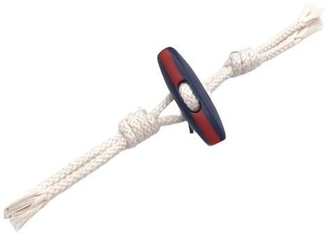 YKMYXZ Knebelknöpfe, 6 Paar 18 cm blau-rot gestreifte Seil-Knebelverschlüsse, geflochtene Seil-Knebelknöpfe, for Aufnähen, Knebelverschluss for Mantel, Strickjacke, Jacke(Blue)